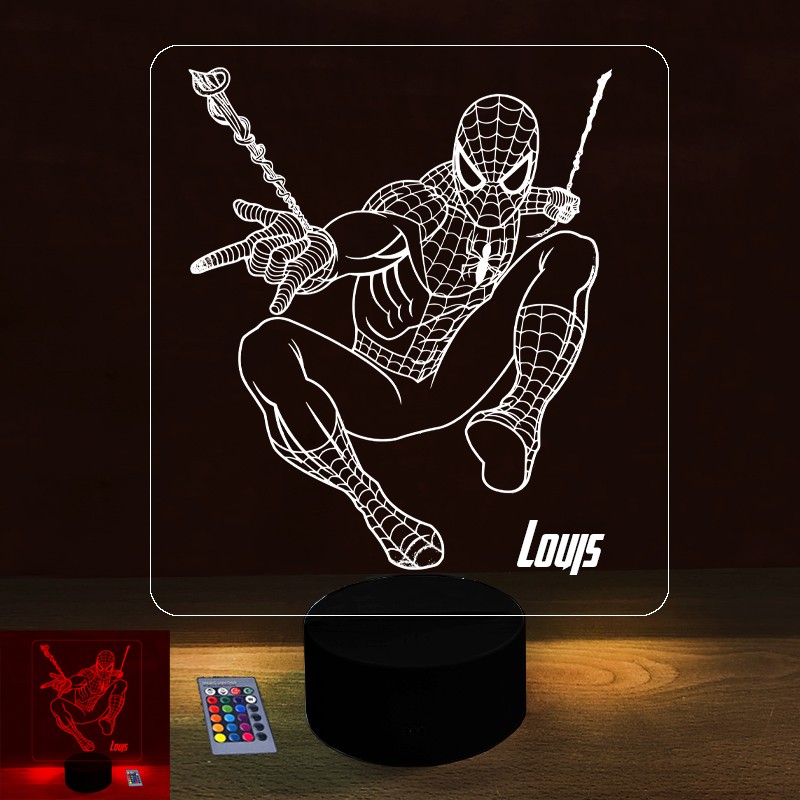 Lampe Personnalisée Spiderman - Veilleuse Spiderman - Lampe Led